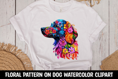 Cute dog with floral pattern watercolor clipart PNG Product Image 2