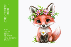 Cute fox with flower on head clipart Product Image 1