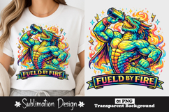 Fueled By Fire Muscular Dragon Gym Sublimation PNG Product Image 1