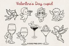 Valentine’s Day Cupid Illustration|Cute Love Angel Line Art. Product Image 1