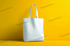 White tote bag on yellow background Product Image 1
