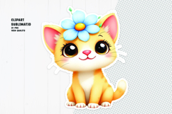Cute cat sticker, floral crown, printable sticker Product Image 1