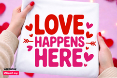 Love Happens Here SVG Valentine Heart Quote Love Design Product Image 1