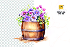 Spring Flower Barrel Watercolor Clipart sublimation Product Image 1