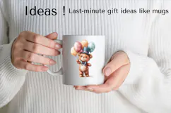 Cute Teddy Bear Birthday Balloon Clipart PNG for Invitations Product Image 2