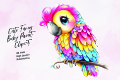 Cute Funny Baby Parrot Clipart Sublimation PNG Product Image 1