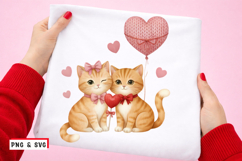 Cute Valentine Cats PNG SVG Adorable Cat Couple with Heart Product Image 1
