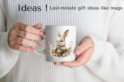 Cute Easter Bunny Clipart with Floral Basket PNG Product Image 2
