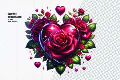 Shiny Red Rose Heart With Sparkles clipart sublimation png Product Image 1