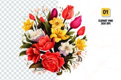 Watercolor Floral bouquet clipart sublimation Product Image 1