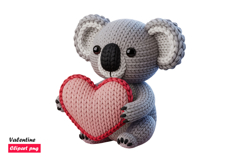 Cute Crochet Koala Holding Heart Valentine Clipart Product Image 1