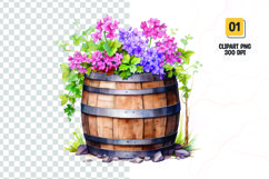 Spring Flower Barrel Watercolor Clipart sublimation Product Image 1