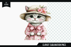 Watercolor cute Kitten clipart sublimation Product Image 1