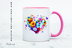 Watercolor floral heart mug sublimation design Product Image 1