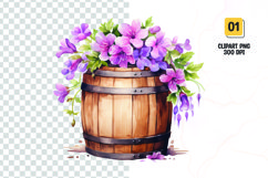 Spring Flower Barrel Watercolor Clipart sublimation Product Image 1