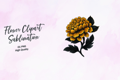Yellow Chrysanthemum Flower Clipart Sublimation PNG Product Image 1