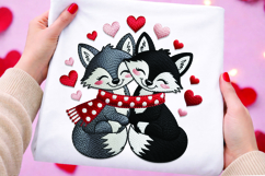Cute Fox Couple in Love Red Scarf Valentine Illustration Product Image 1