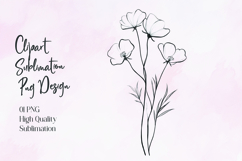 Elegant Floral Line Art Clipart Sublimation Design Product Image 1