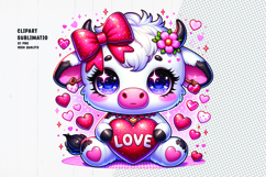 Cute Valentine Cow Holding Heart Product Image 1