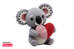 Cute Crochet Koala Holding Heart Valentine Clipart Product Image 1