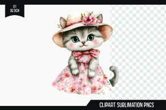 Watercolor cute Kitten clipart sublimation Product Image 1