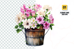 Floral Bucket Watercolor Clipart Sublimation Product Image 1