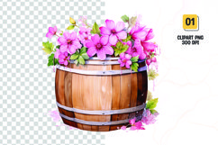 Spring Flower Barrel Watercolor Clipart sublimation Product Image 1