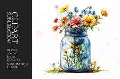 Watercolor wildflower jar clipart Product Image 1