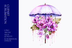 Watercolor floral umbrella clipart sublimation Product Image 1