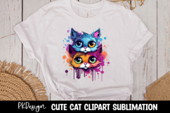 Cute watercolor cat t-shirt sublimation Product Image 1
