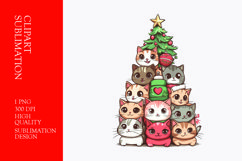 Stack of cats on palm tree watercolor clipart sublimation Product Image 1