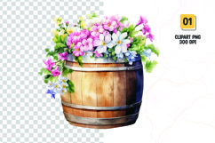 Spring Flower Barrel Watercolor Clipart sublimation Product Image 1