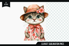 Watercolor cute Kitten clipart sublimation Product Image 1