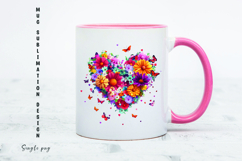 Watercolor floral heart mug sublimation design Product Image 1