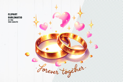 Forever Together Wedding Rings Illustration Clipart Product Image 1