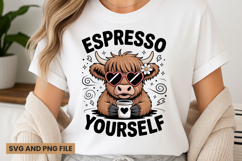 Highland cow with coffee quote t-shirt sublimation svg Product Image 1