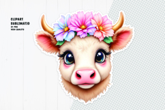 Cute cow sticker, floral crown, printable sticker Product Image 1