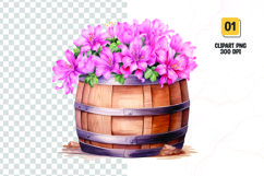 Spring Flower Barrel Watercolor Clipart sublimation Product Image 1