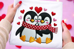 Sweet Penguin Love Couple with Hearts Valentine Design Product Image 1