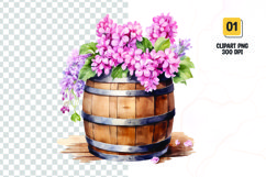 Spring Flower Barrel Watercolor Clipart sublimation Product Image 1