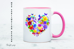 Watercolor floral heart mug sublimation design Product Image 1