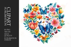 Floral Butterfly Heart clipart Product Image 1