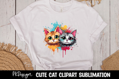 Cute watercolor cat t-shirt sublimation Product Image 1