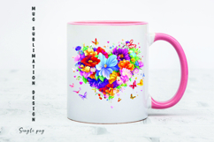 Watercolor floral heart mug sublimation design Product Image 1