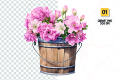 Floral Bucket Watercolor Clipart Sublimation Product Image 1