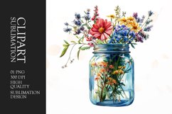 Watercolor wildflower jar clipart Product Image 1