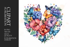 Floral Butterfly Heart clipart Product Image 1