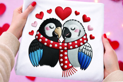 Colorful Parrot Love Couple Scarf Valentine Illustration Product Image 1