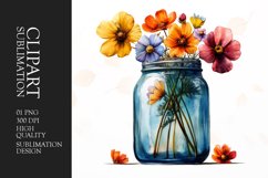 Watercolor wildflower jar clipart Product Image 1