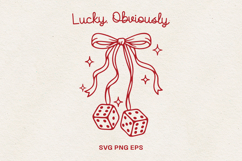 Lucky Obviously SVG | Dice Bow Line Art Design PNG Product Image 1